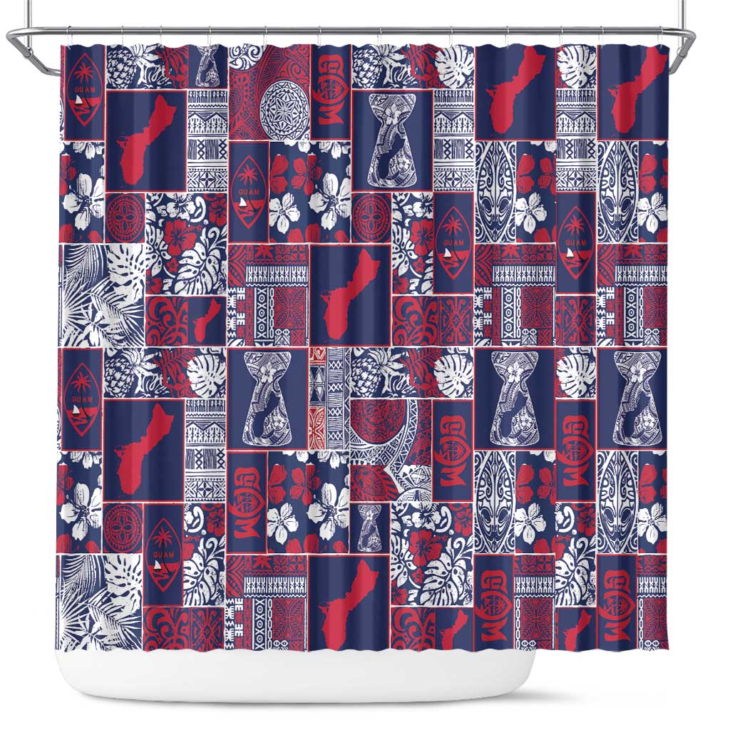 Guam Felis Pasgua Shower Curtain Pacific Patchwork Xmas Vibes - Polynesian Pride
