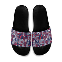 Guam Felis Pasgua Slide Sandals Pacific Patchwork Xmas Vibes - Polynesian Pride