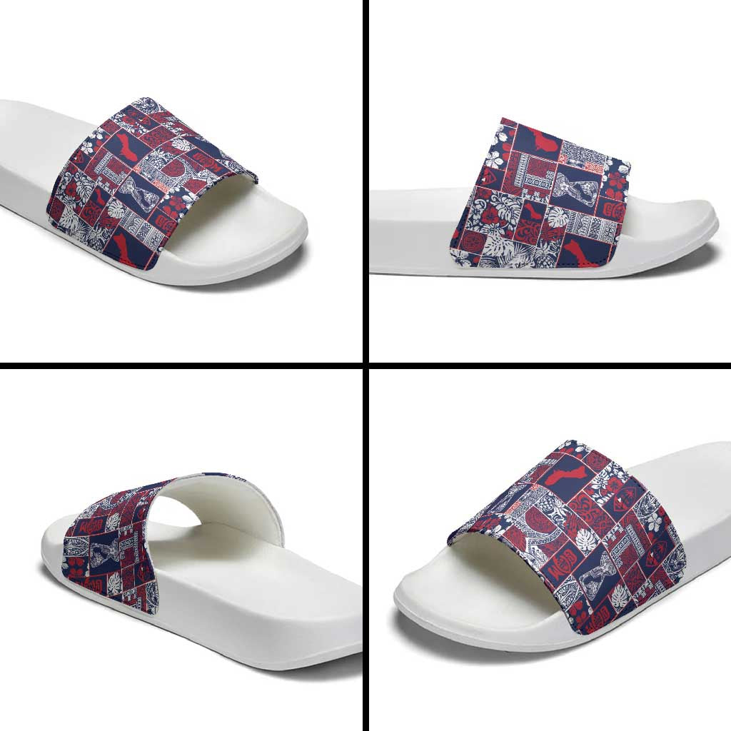 Guam Felis Pasgua Slide Sandals Pacific Patchwork Xmas Vibes - Polynesian Pride