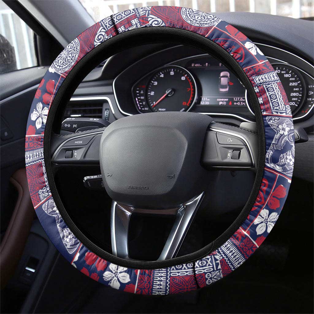 Guam Felis Pasgua Steering Wheel Cover Pacific Patchwork Xmas Vibes - Polynesian Pride