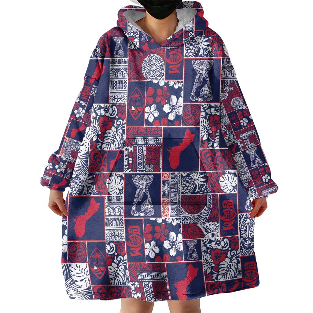 Guam Felis Pasgua Wearable Blanket Hoodie Pacific Patchwork Xmas Vibes - Polynesian Pride