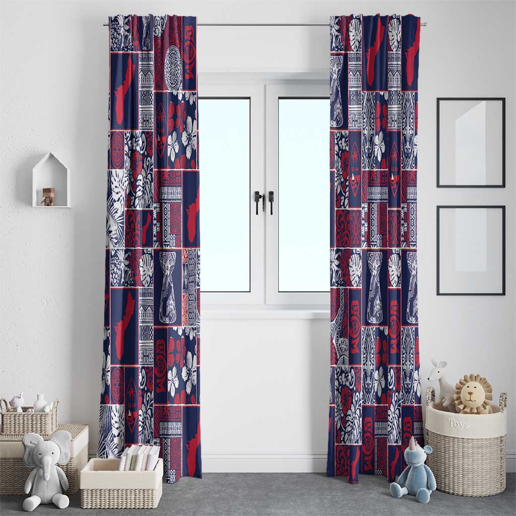 Guam Felis Pasgua Window Curtain Pacific Patchwork Xmas Vibes - Polynesian Pride