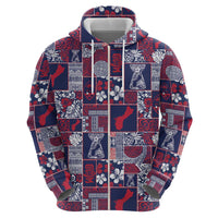 Guam Felis Pasgua Zip Hoodie Pacific Patchwork Xmas Vibes - Polynesian Pride