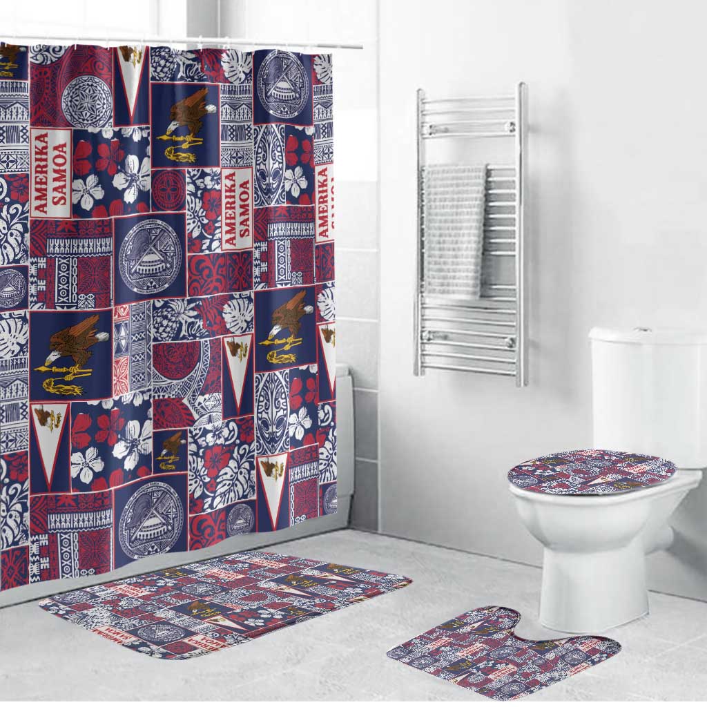 Manuia le Kerisimasi American Samoa Bathroom Set Pacific Patchwork Xmas Vibes - Polynesian Pride