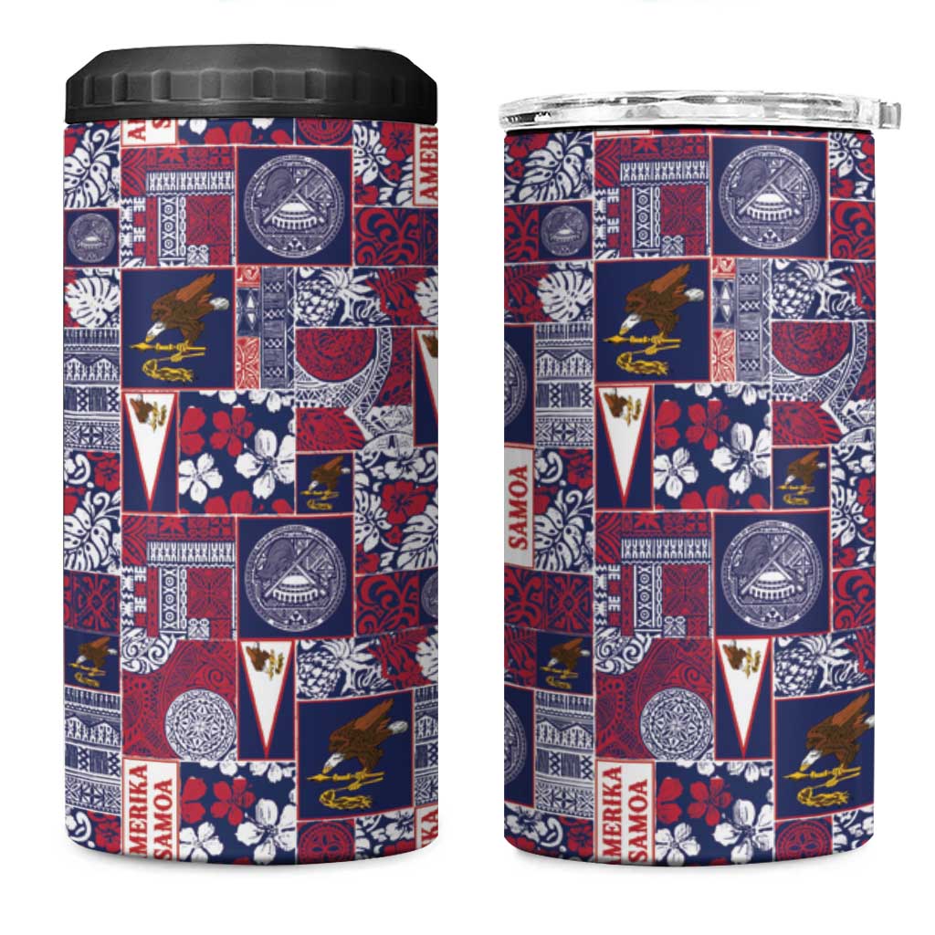 Manuia le Kerisimasi American Samoa 4 in 1 Can Cooler Tumbler Pacific Patchwork Xmas Vibes - Polynesian Pride