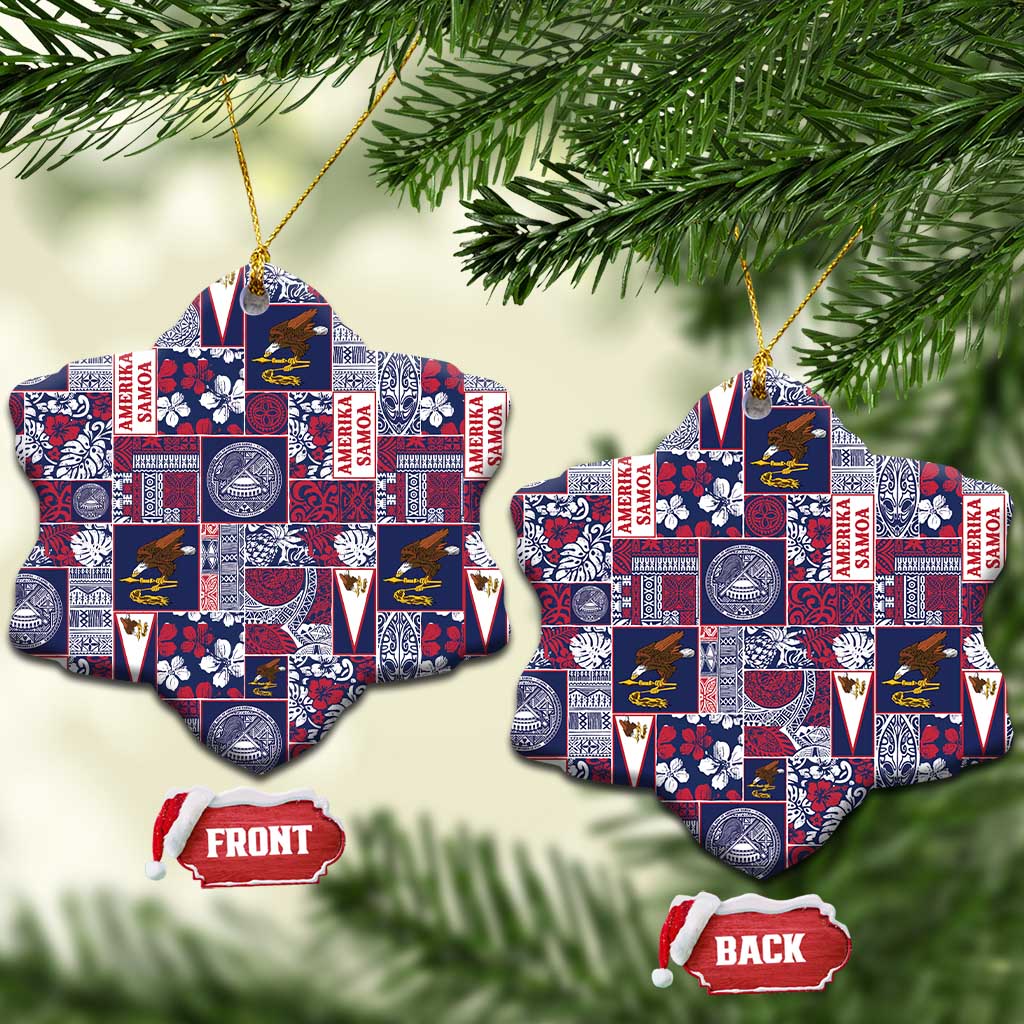 Manuia le Kerisimasi American Samoa Ceramic Ornament Pacific Patchwork Xmas Vibes - Polynesian Pride