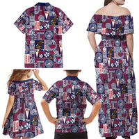 Manuia le Kerisimasi American Samoa Family Matching Off Shoulder Maxi Dress and Hawaiian Shirt Pacific Patchwork Xmas Vibes - Polynesian Pride