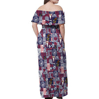 Manuia le Kerisimasi American Samoa Family Matching Off Shoulder Maxi Dress and Hawaiian Shirt Pacific Patchwork Xmas Vibes - Polynesian Pride