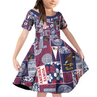 Manuia le Kerisimasi American Samoa Family Matching Off Shoulder Short Dress and Hawaiian Shirt Pacific Patchwork Xmas Vibes - Polynesian Pride