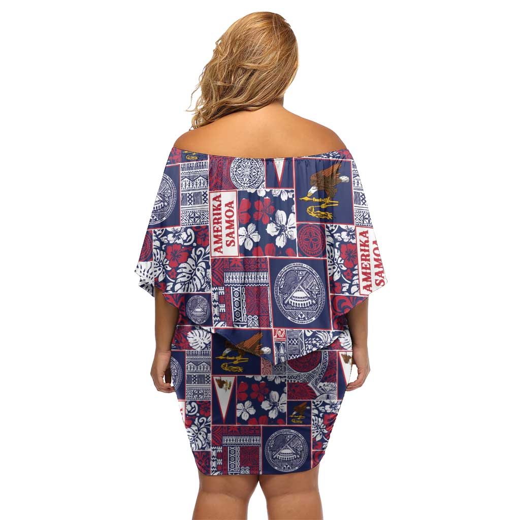 Manuia le Kerisimasi American Samoa Family Matching Off Shoulder Short Dress and Hawaiian Shirt Pacific Patchwork Xmas Vibes - Polynesian Pride