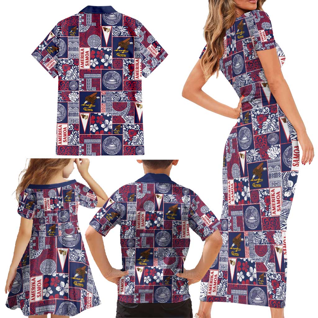 Manuia le Kerisimasi American Samoa Family Matching Short Sleeve Bodycon Dress and Hawaiian Shirt Pacific Patchwork Xmas Vibes - Polynesian Pride