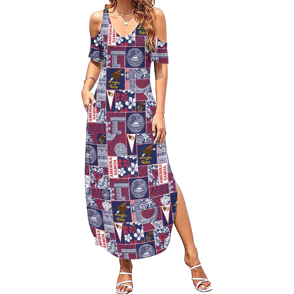 Manuia le Kerisimasi American Samoa Family Matching Summer Maxi Dress and Hawaiian Shirt Pacific Patchwork Xmas Vibes - Polynesian Pride