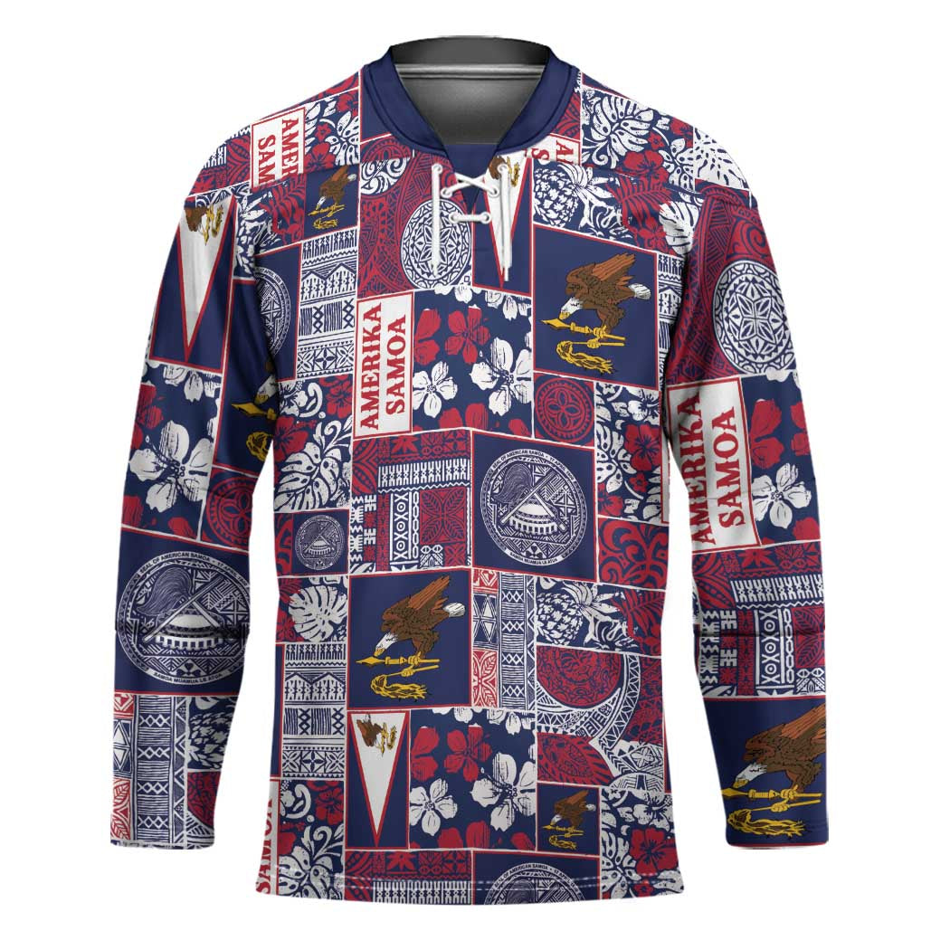 Manuia le Kerisimasi American Samoa Hockey Jersey Pacific Patchwork Xmas Vibes - Polynesian Pride