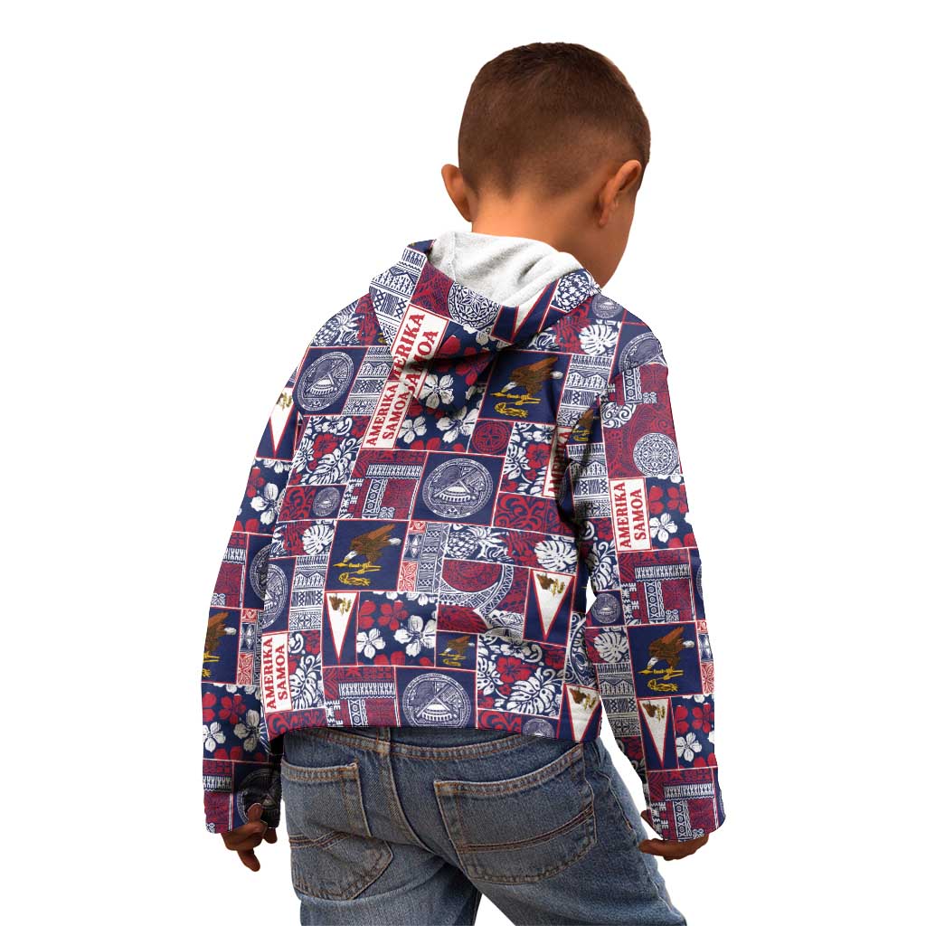 Manuia le Kerisimasi American Samoa Kid Hoodie Pacific Patchwork Xmas Vibes - Polynesian Pride