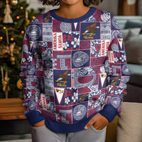 Manuia le Kerisimasi American Samoa Kid Ugly Christmas Sweater Pacific Patchwork Xmas Vibes - Polynesian Pride