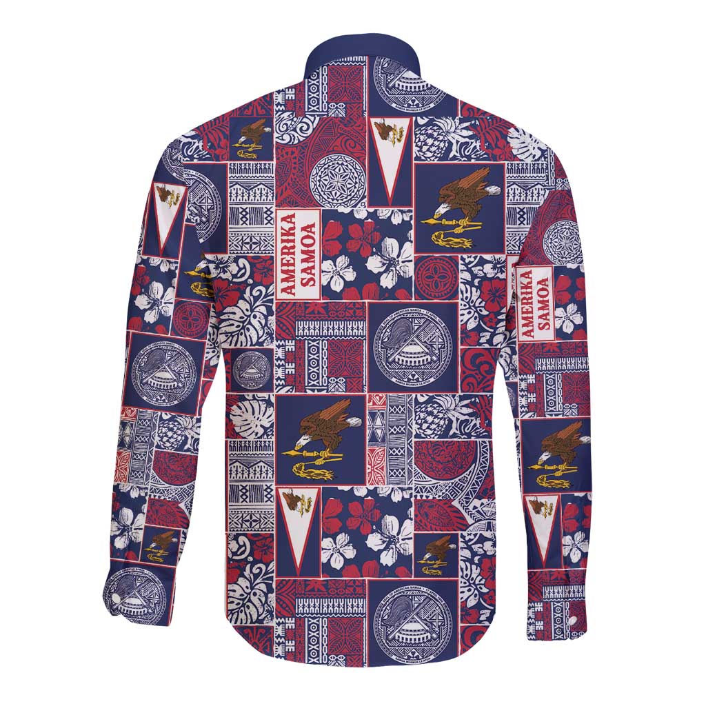 Manuia le Kerisimasi American Samoa Long Sleeve Button Shirt Pacific Patchwork Xmas Vibes - Polynesian Pride