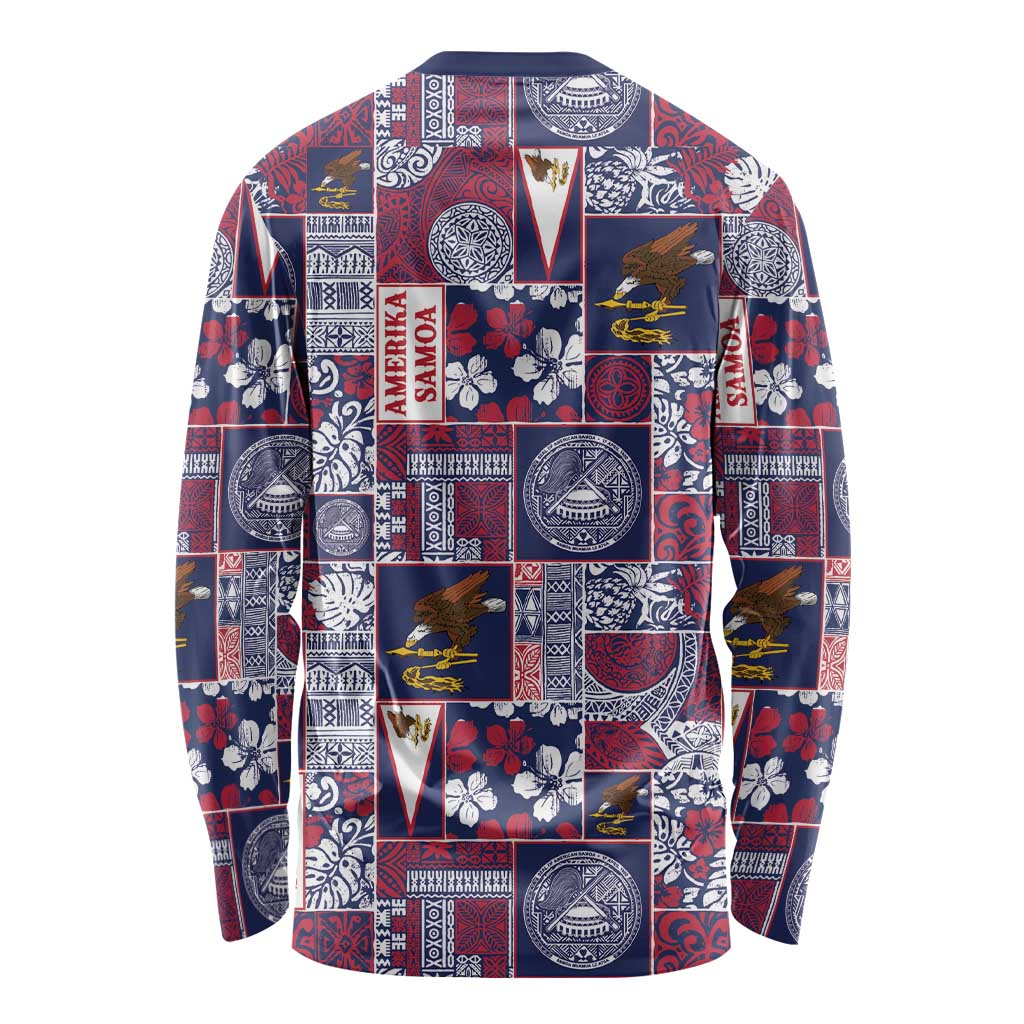 Manuia le Kerisimasi American Samoa Long Sleeve Shirt Pacific Patchwork Xmas Vibes - Polynesian Pride