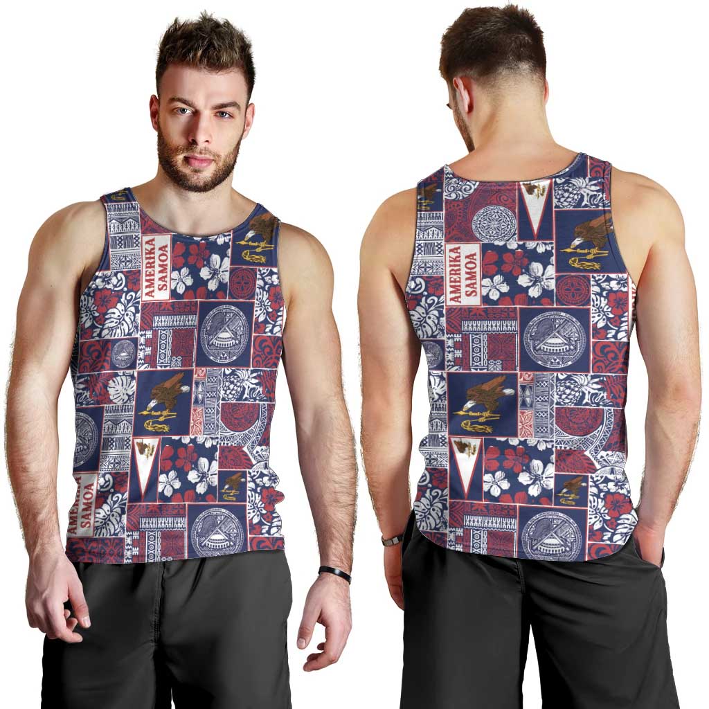 Manuia le Kerisimasi American Samoa Men Tank Top Pacific Patchwork Xmas Vibes - Polynesian Pride