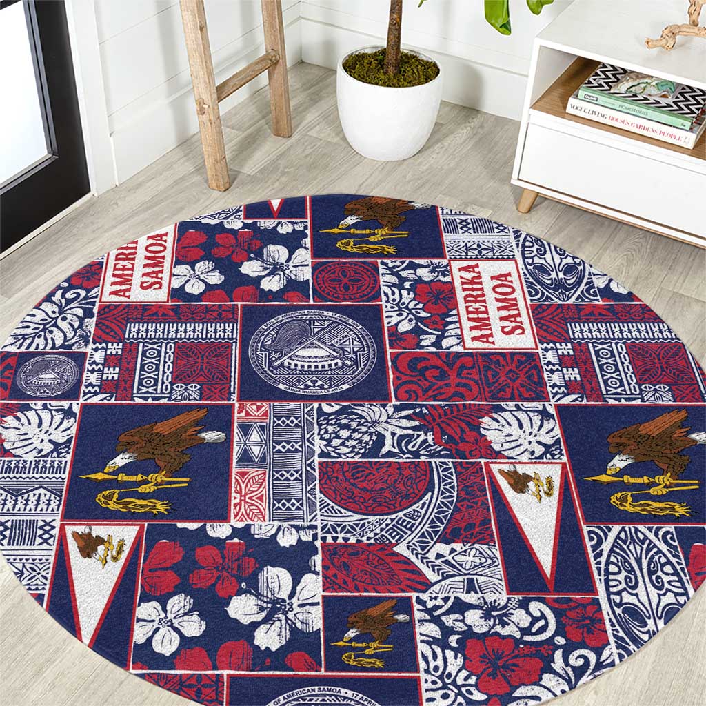 Manuia le Kerisimasi American Samoa Round Carpet Pacific Patchwork Xmas Vibes - Polynesian Pride