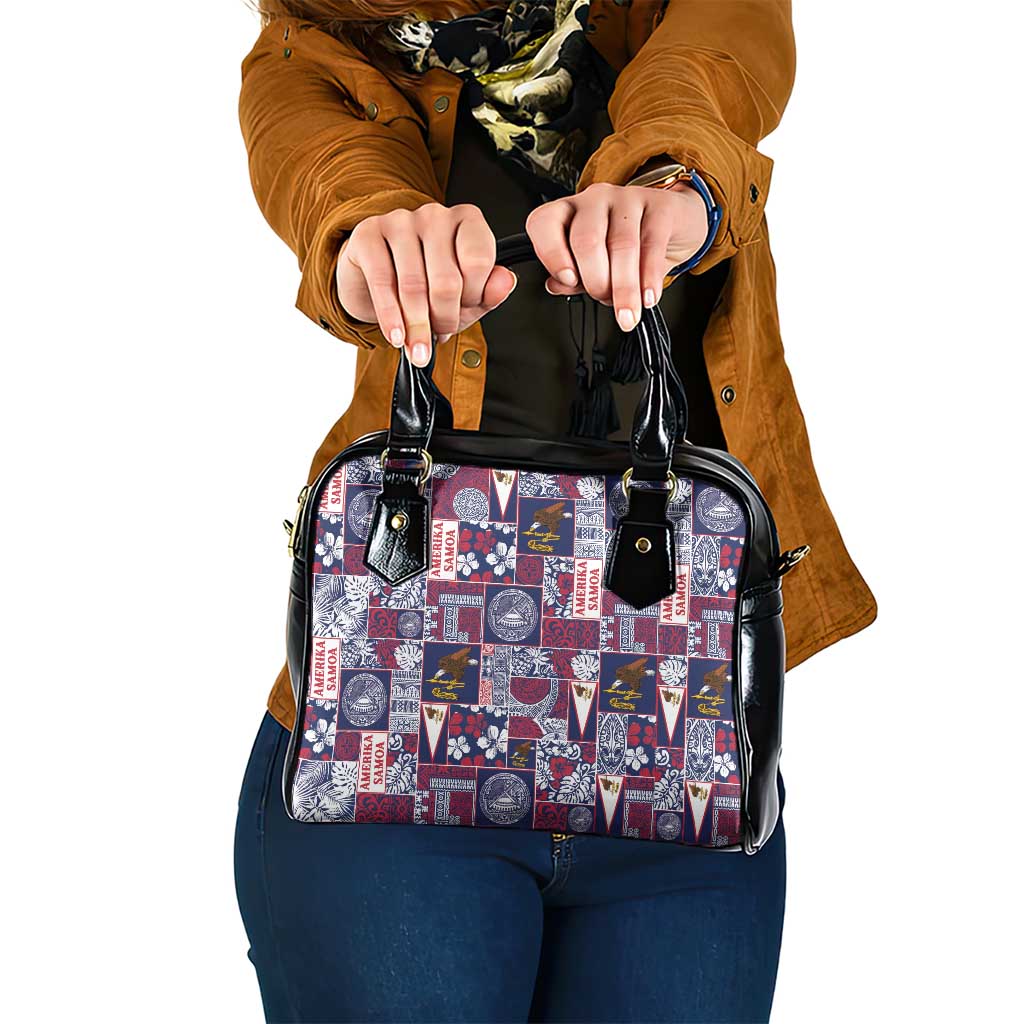 Manuia le Kerisimasi American Samoa Shoulder Handbag Pacific Patchwork Xmas Vibes - Polynesian Pride