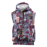 Manuia le Kerisimasi American Samoa Sleeveless Zip Hoodie Pacific Patchwork Xmas Vibes - Polynesian Pride