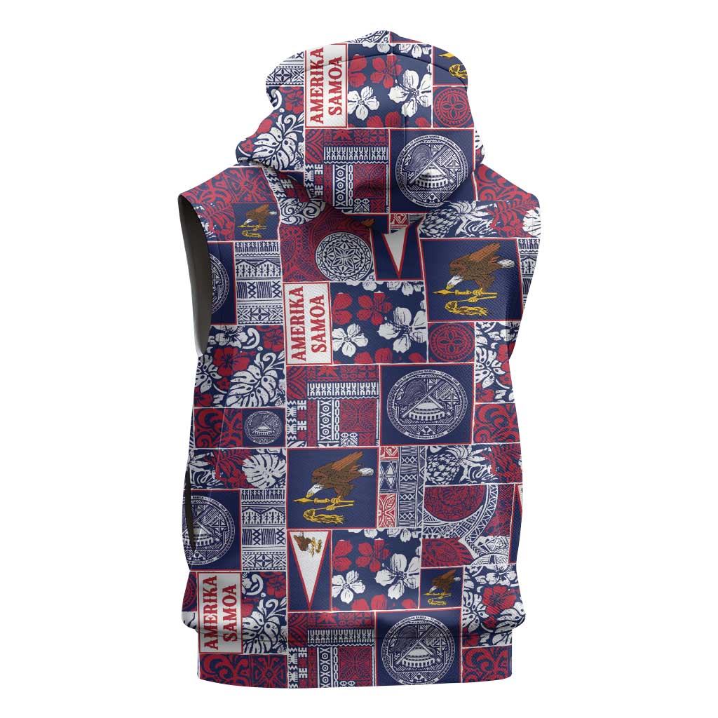 Manuia le Kerisimasi American Samoa Sleeveless Zip Hoodie Pacific Patchwork Xmas Vibes - Polynesian Pride