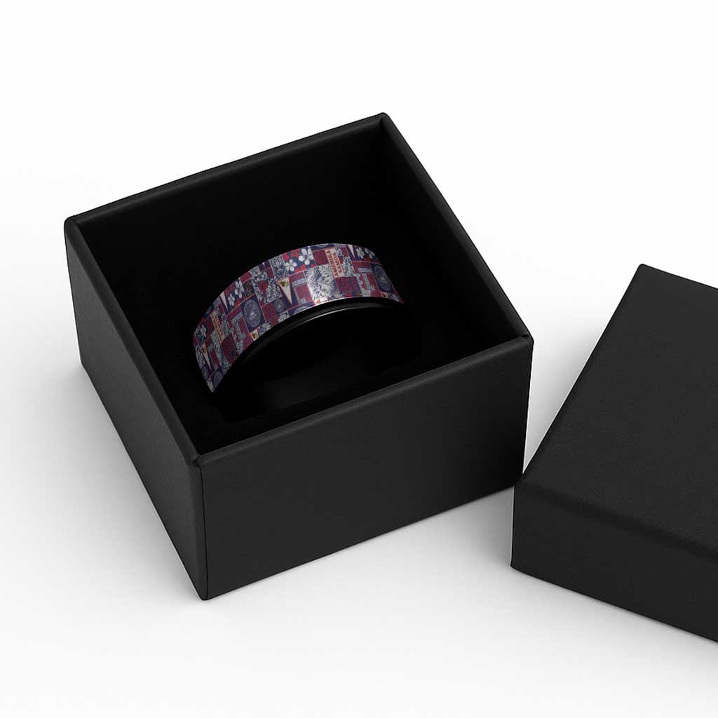 Manuia le Kerisimasi American Samoa Spinner Ring Pacific Patchwork Xmas Vibes - Polynesian Pride