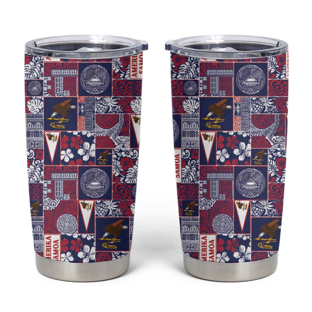 Manuia le Kerisimasi American Samoa Tumbler Cup Pacific Patchwork Xmas Vibes - Polynesian Pride