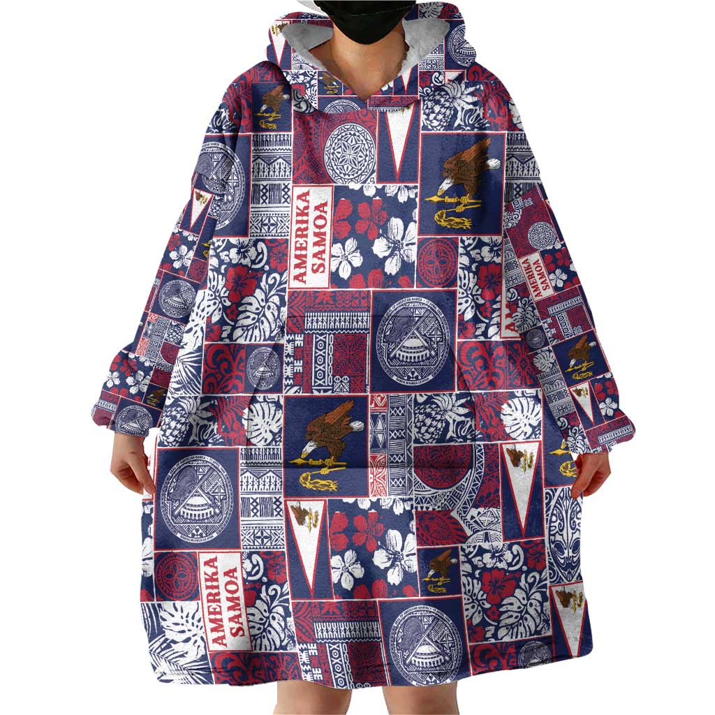 Manuia le Kerisimasi American Samoa Wearable Blanket Hoodie Pacific Patchwork Xmas Vibes - Polynesian Pride