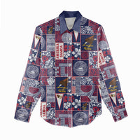 Manuia le Kerisimasi American Samoa Women Casual Shirt Pacific Patchwork Xmas Vibes - Polynesian Pride