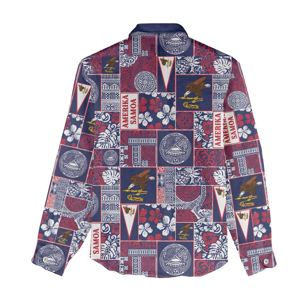 Manuia le Kerisimasi American Samoa Women Casual Shirt Pacific Patchwork Xmas Vibes - Polynesian Pride