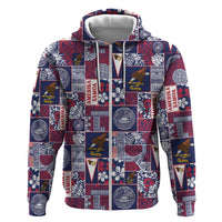 Manuia le Kerisimasi American Samoa Zip Hoodie Pacific Patchwork Xmas Vibes - Polynesian Pride