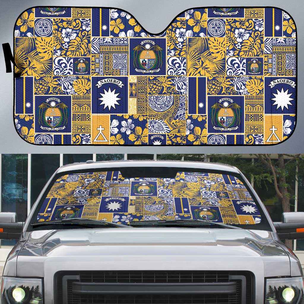 Ekamawir omo Nauru Auto Sun Shade Pacific Patchwork Xmas Vibes - Polynesian Pride