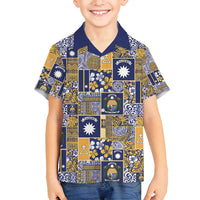 Ekamawir omo Nauru Family Matching Off Shoulder Maxi Dress and Hawaiian Shirt Pacific Patchwork Xmas Vibes - Polynesian Pride