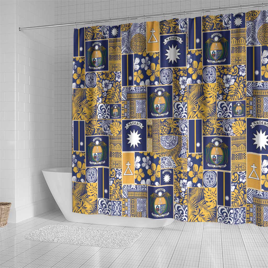 Ekamawir omo Nauru Shower Curtain Pacific Patchwork Xmas Vibes - Polynesian Pride