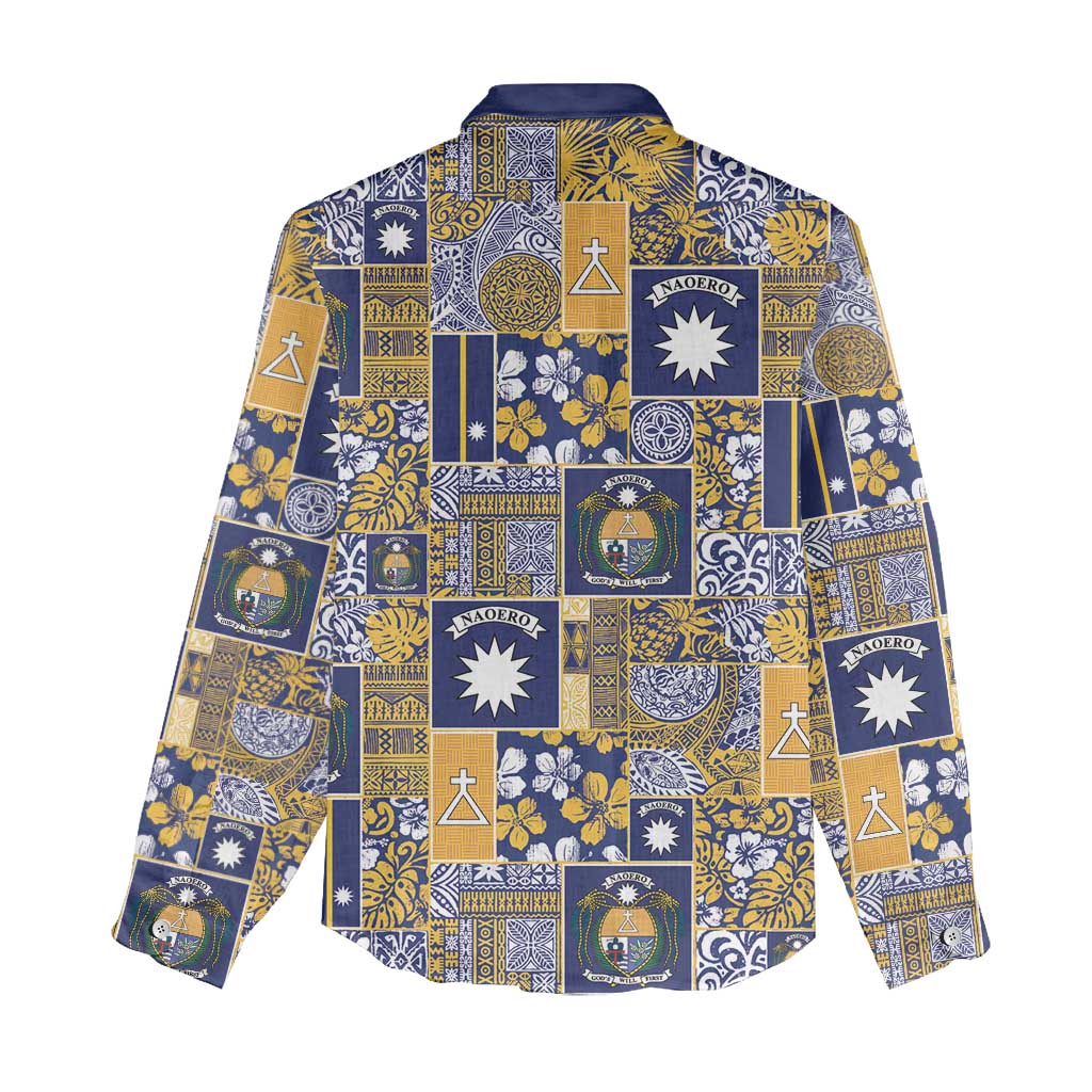 Ekamawir omo Nauru Women Casual Shirt Pacific Patchwork Xmas Vibes - Polynesian Pride