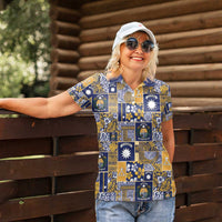 Ekamawir omo Nauru Women Polo Shirt Pacific Patchwork Xmas Vibes - Polynesian Pride