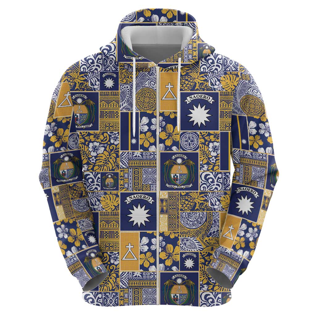 Ekamawir omo Nauru Zip Hoodie Pacific Patchwork Xmas Vibes - Polynesian Pride