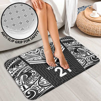 New Zealand Black Fern Custom Bathroom Set Maori Tukutuku Black-white Motif - Polynesian Pride