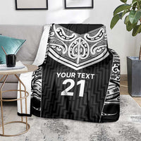 New Zealand Black Fern Custom Blanket Maori Tukutuku Black-white Motif