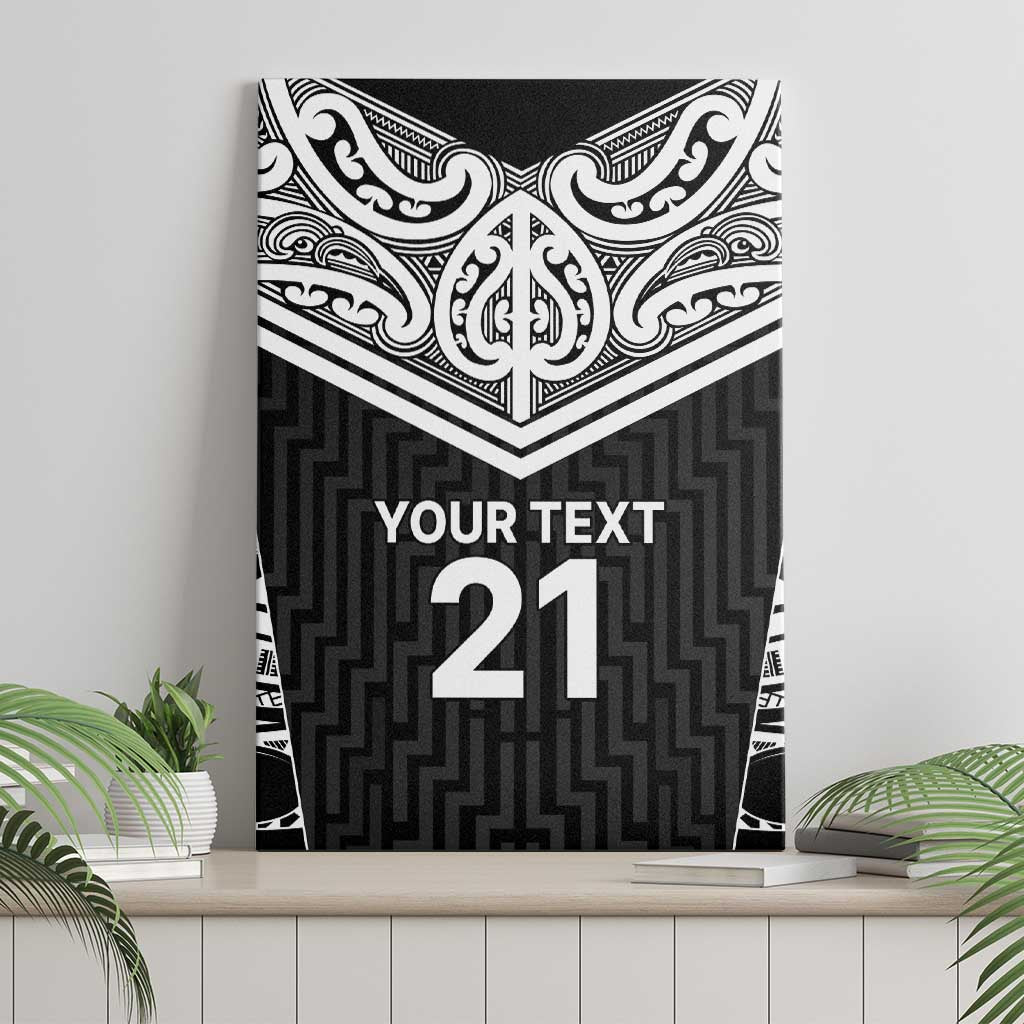 New Zealand Black Fern Custom Canvas Wall Art Maori Tukutuku Black-white Motif