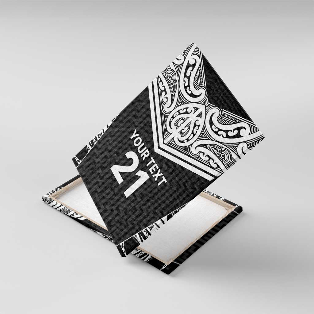 New Zealand Black Fern Custom Canvas Wall Art Maori Tukutuku Black-white Motif