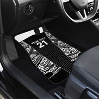 New Zealand Black Fern Custom Car Mats Maori Tukutuku Black-white Motif