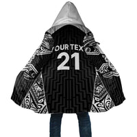 New Zealand Black Fern Custom Cloak Maori Tukutuku Black-white Motif - Polynesian Pride