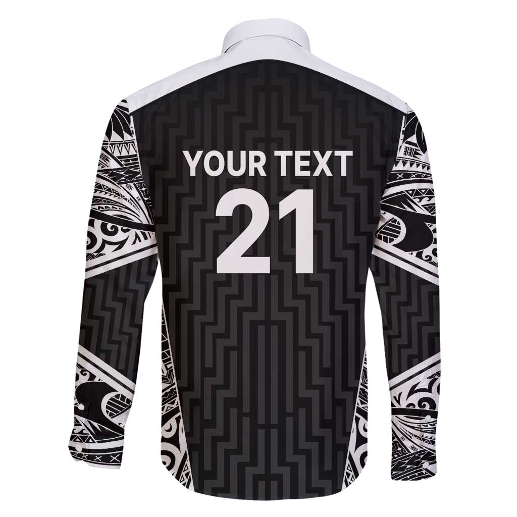 New Zealand Black Fern Custom Family Matching Off Shoulder Maxi Dress and Hawaiian Shirt Maori Tukutuku Black-white Motif