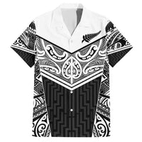 New Zealand Black Fern Custom Family Matching Short Sleeve Bodycon Dress and Hawaiian Shirt Maori Tukutuku Black-white Motif
