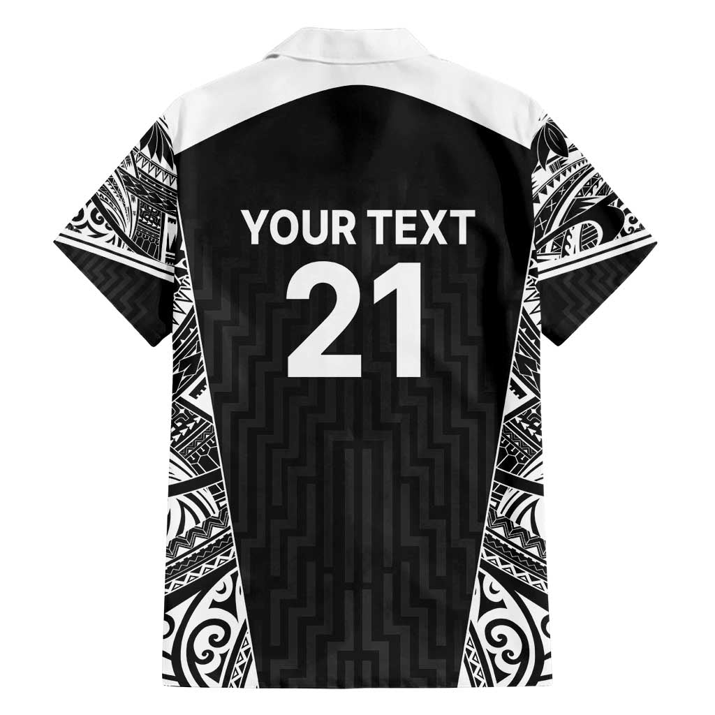 New Zealand Black Fern Custom Family Matching Summer Maxi Dress and Hawaiian Shirt Maori Tukutuku Black-white Motif