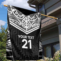New Zealand Black Fern Custom Garden Flag Maori Tukutuku Black-white Motif