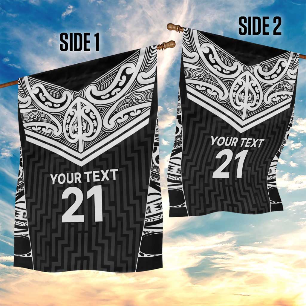 New Zealand Black Fern Custom Garden Flag Maori Tukutuku Black-white Motif