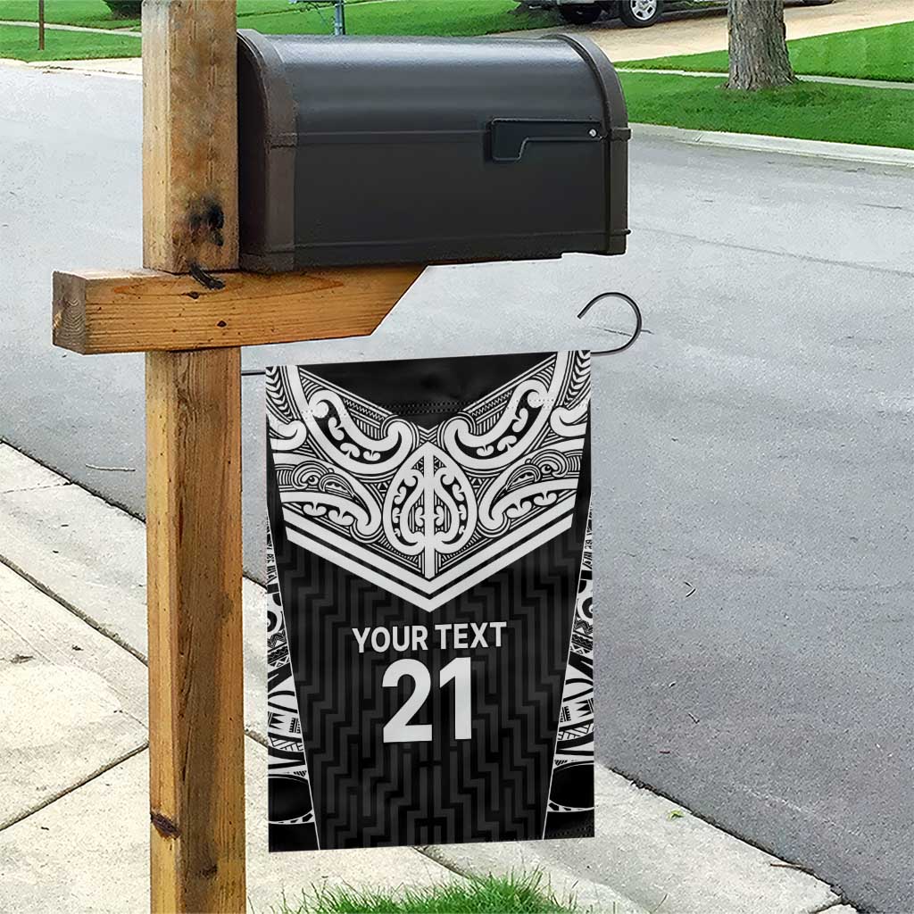 New Zealand Black Fern Custom Garden Flag Maori Tukutuku Black-white Motif